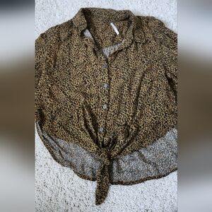 Leopard Print Button-Up Blouse